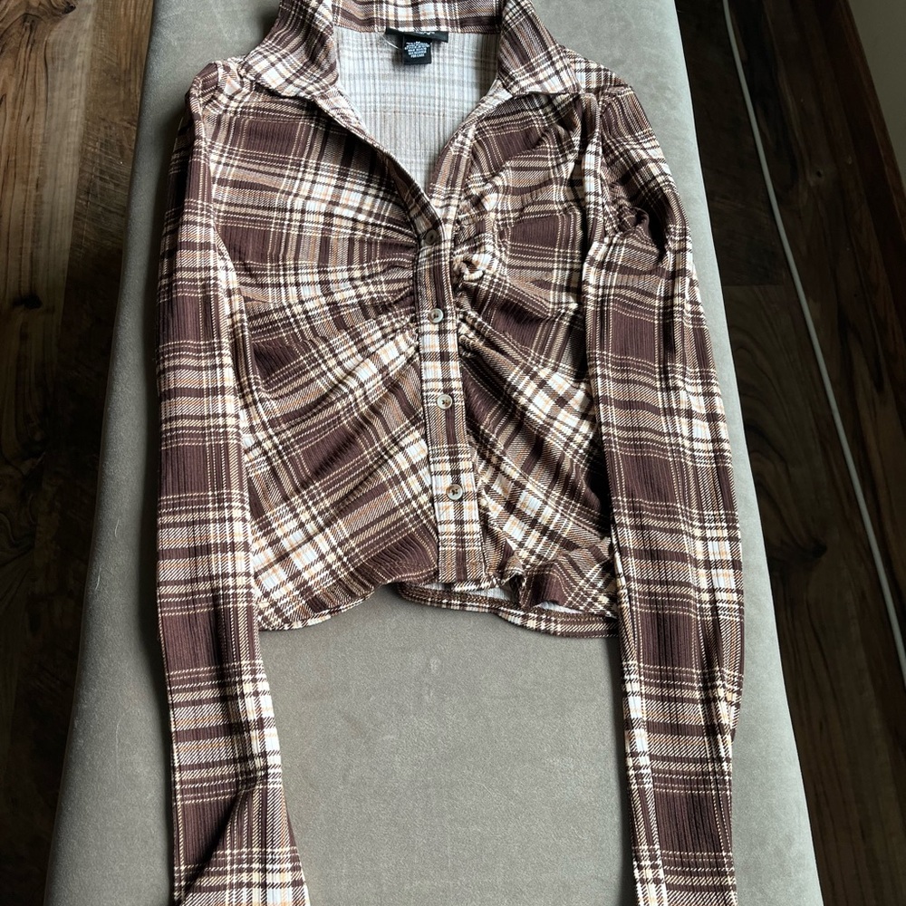Brown Plaid Button Down Shirt